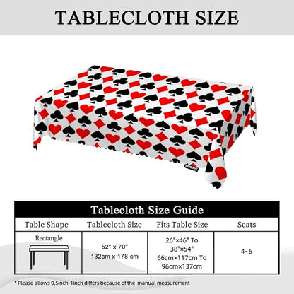 Swono Decorative Rectangle Table Cloth Card Game Symbol, Funny Diamond Shapes Hearts Spades Poker Polyester Tablecloth Kitchen Table Cover for Dining BBQ Picnic Coffee Table 50x72, 4-6 Seats