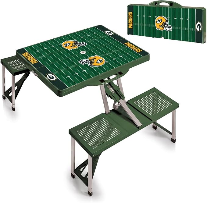 Picnic TIME NFL Football Field Folding Picnic Table, Camping Table, Outdoor Table with Umbrella Hole