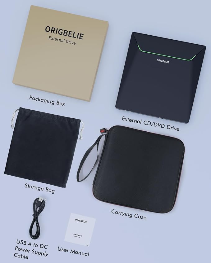 New External CD DVD Drive with Ethernet Adapter USB 3.0 Hub & Carrying Case | 3 USB & 2 TF/SD Card Ports, CD DVD Burner Player Reader Writer Optical Disc Drive for Laptop MacBook PC Windows Linux Mac OS