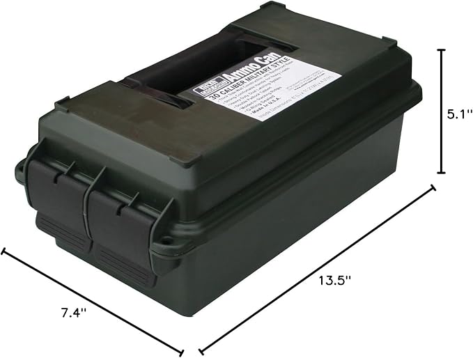 MTM AC30C-11 Ammo Can Short | 30-Caliber | Heavy-Duty Dual Latching System | Rugged Polypropylene Plastic | O-Ring Seal System, Water Resistant | Forest Green, Medium (Pack of 6)