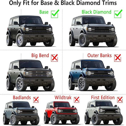 3PCS for 2021 2022 2023 Bronco Accessories Front LED Grill Light 2/4-Door White OEM Smoked Grille Lights