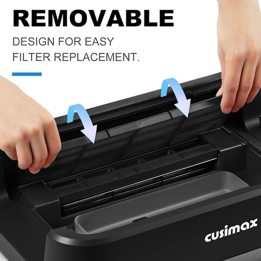 Indoor Grill, CUSIMAX Electric Smokeless Grill & Griddle, Black, 1500W | With REPLACEABLE Smoke Filter Sponge/Smart LED Display/Non Stick 2 in 1 Grill & Griddle Plates/Larger Grilling Area