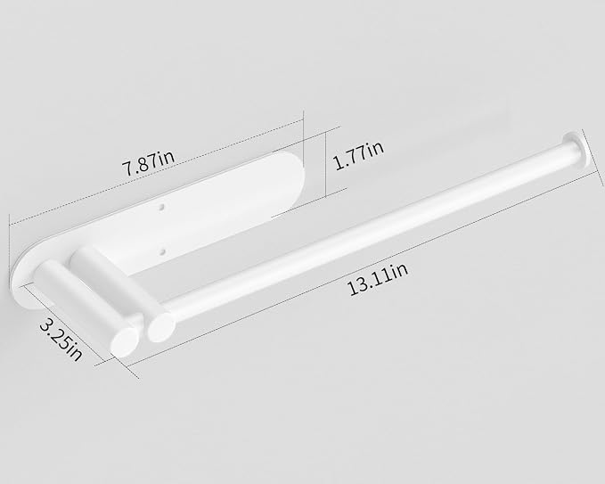 STWWO Paper Towel Holder Under Cabinet, Self-Adhesive Paper Towel Rack | White, Under Counter Under Sink Paper Towel Holder, Self-Adhesive or Wall Mounted, Fits Kitchens Bathrooms & RV