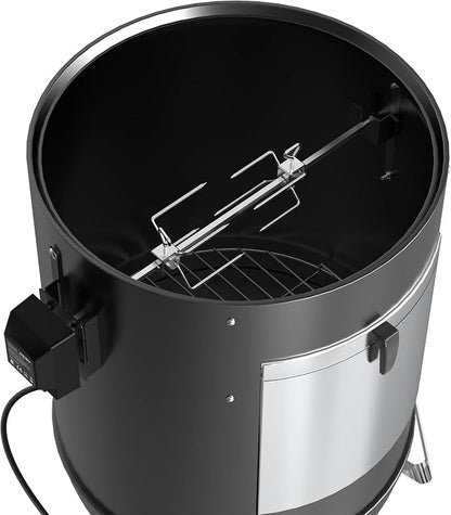 onlyfire Stainless Steel BBQ Rotisserie Kit for Weber 22 Inch WSM Cooker | 110V Electric Motor, 360 Degree Full Rotation, Takes Your WSM to Next Level