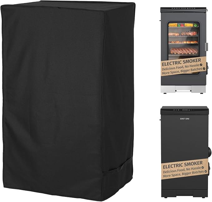 Grill Cover Fit for East Oak 30" Electric Smoker, Heavy Duty 600D Waterproof Square Smoker Cover for East Oak 30 Inch Digital Vertical BBQ Smoker Outside, Black