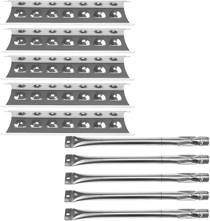 Hisencn Replacement Repair Kit for Master Forge 5 Burner 2518-3, 3218LT, 3218LTM, 3218LTN, L3218 Gas Grill, BBQ Grill Pipe Burners Tube, Heat Shield Tent Plate Parts, Stainless Steel