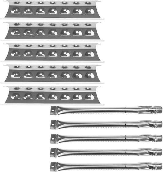 Hisencn Replacement Repair Kit for Master Forge 5 Burner 2518-3, 3218LT, 3218LTM, 3218LTN, L3218 Gas Grill, BBQ Grill Pipe Burners Tube, Heat Shield Tent Plate Parts, Stainless Steel