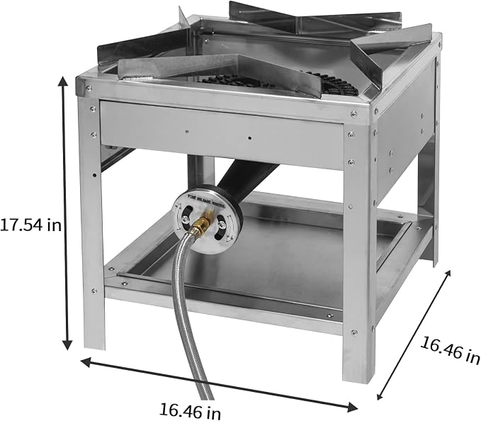Stainless Steel Single Propane Burner – Outdoor Gas Cooker with 20 PSI Regulator, 200,000 BTU High-Power Portable Propane Stove for Outdoor Cooking, Turkey Frying, Seafood Boiling & More