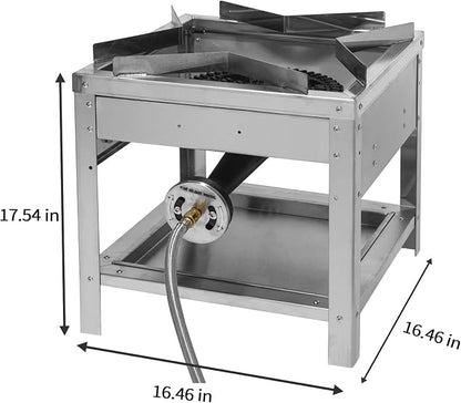 Stainless Steel Single Propane Burner – Outdoor Gas Cooker with 20 PSI Regulator, 200,000 BTU High-Power Portable Propane Stove for Outdoor Cooking, Turkey Frying, Seafood Boiling & More