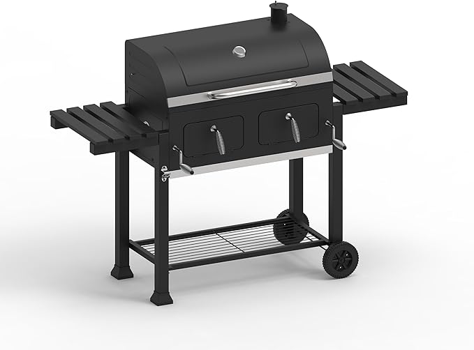 OLP8510CG Extra Large Dual Zone Charcoal Grill, 790 Square Inch Cooking Surface, With Thermometer and Warming Tray, Black
