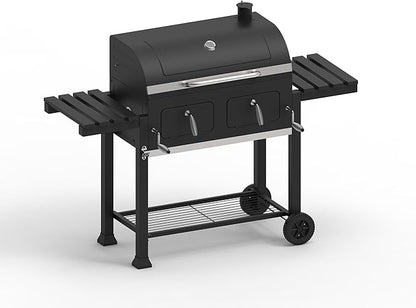OLP8510CG Extra Large Dual Zone Charcoal Grill, 790 Square Inch Cooking Surface, With Thermometer and Warming Tray, Black