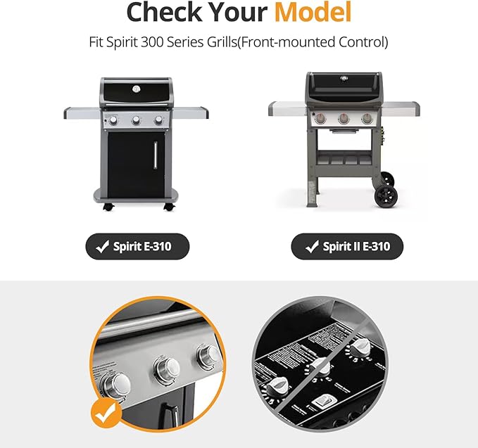 Grill Replacement Parts Compatible with Weber Spirit 300 Series (2013–2017 Front Control), Also Fits Spirit II 300 GS4, Porcelain Flavorizer Bars #7636 & Burner Tubes #68950