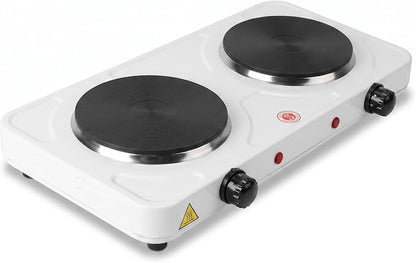 Electric Countertop Burner, Double Burner, 2000W Infrared Hot Plate, Portable Electric Cooktop, 5 Level Adjustable Temperature Control Cooking Ranges for Home Dorm Camping