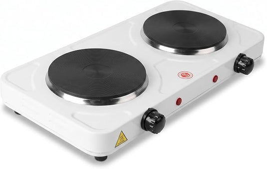 Electric Countertop Burner, Double Burner, 2000W Infrared Hot Plate, Portable Electric Cooktop, 5 Level Adjustable Temperature Control Cooking Ranges for Home Dorm Camping