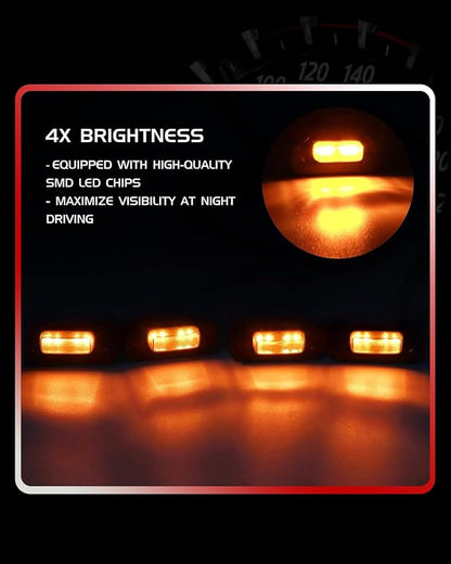 4Pcs Amber LED Grill Lights Kit for Toyota RAV4 2019 & up | Not Fit for Adventure/RAV4 PHEV/TRD Off Road/Prime，Black Shell, w/ Wiring Harness,Grill Led Raptor Lights