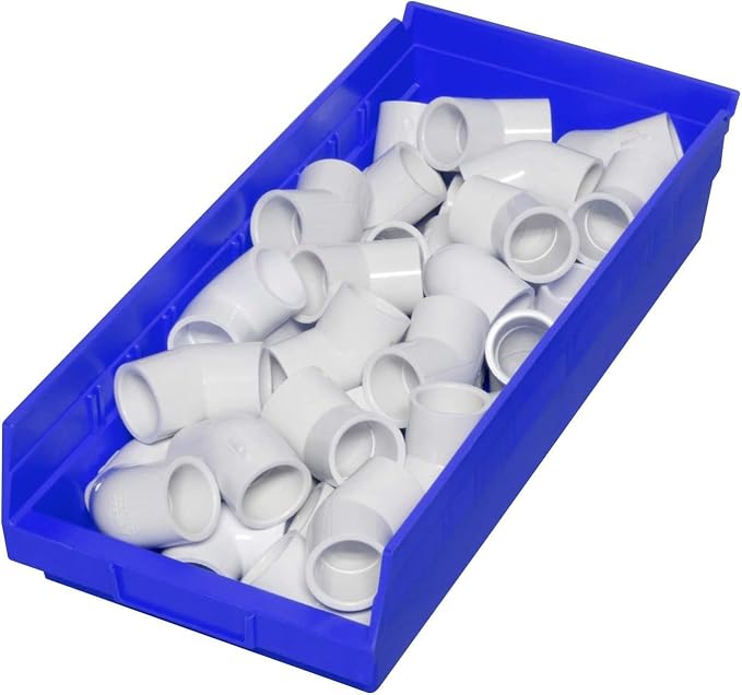 Akro-Mils 30128 Heavy Duty Plastic Shelf Bins, 18"x 4"x 4", Blue, 12-Pack | Heavy Duty Nesting Storage Bins for Garage, Closet, Refrigerator, Kitchen, Cabinet, Drawer Organization, Pantry Organization
