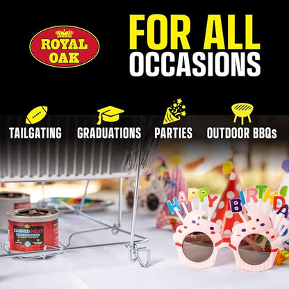 Royal Oak Canned Heat 24 Pack 6 Hour Chafing Fuel, Easy Open, Resealable, Non-Drip, for Food, Burners for Chafing Dishes, Buffet Burners, Parties, Weddings, BBQs