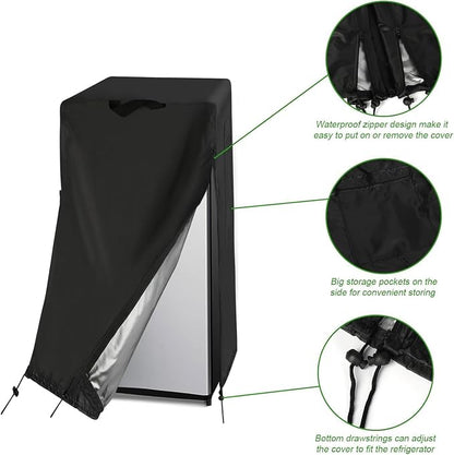 29W Large Refrigerator Cover for Most 12-15 Cu Ft Outdoor Upright Fridge | 29x30x1,Waterproof Dustproof Heavy Duty Oxford Fabric,for Large 12-15 Cubic Feet French Door Fridge/ Full Size Freezer