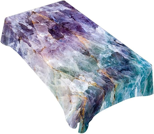 TKS MITLAN Tablecloth Quartz Stone Purple Blue Table Cloth Rectangle Table 52 x 70 Inch Ore Crystal Rough Stone Bright Gorgeous Style Kitchen Decorations for Home Dinner Party
