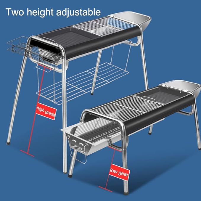 Barbecue Charcoal Grill, Portable Folding BBQ Tool Kits for Camping, Picnic, Outdoor, BBQ,Suitable for 5-15 People (Black 73 * 31 * 81cm)