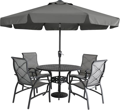 MASTERCANOPY 10ft Patio Umbrella with Valance, Crank & Tilt, Dark Gray | 8 ribs, UV/fade-resist, waterproof, vent, for garden/deck/yard/pool