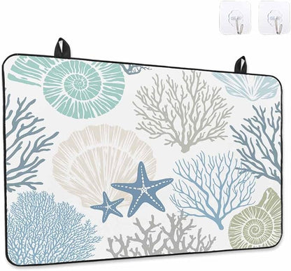 Stove Top Covers for Electric Stove 31x24 Inches, Coastal Coral HeatResistant Glass Cooktop Protector, Blue Nautical Starfish Ocean Shell Beach Ceramic Stovetop Countertop Covers Mat, Oven Cover