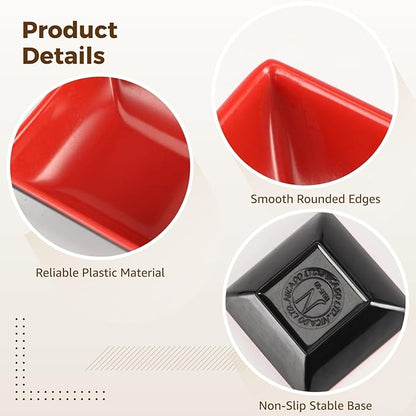 30-Piece Black & Red Square Plastic Dipping Bowl Set, 2.91 in Stackable Soy Sauce Dishes with Square Design for Kitchen & Restaurant, Easy to Clean & Long-Term Use