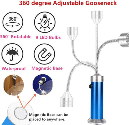 360 Degree Flexible Gooseneck LED BBQ Grill Light, Super Bright, Weather Resistant, Blue