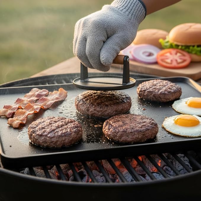 CUSIMAX Stove Top Griddle Pan, 14.96" x 8.66" Aluminum Non-stick Grill & Griddle Pan with Stainless Steel Handles, Flat Top Grill for Gas Stove/Charcoal Grills/Indoor&Outdoor Grill or Campfire