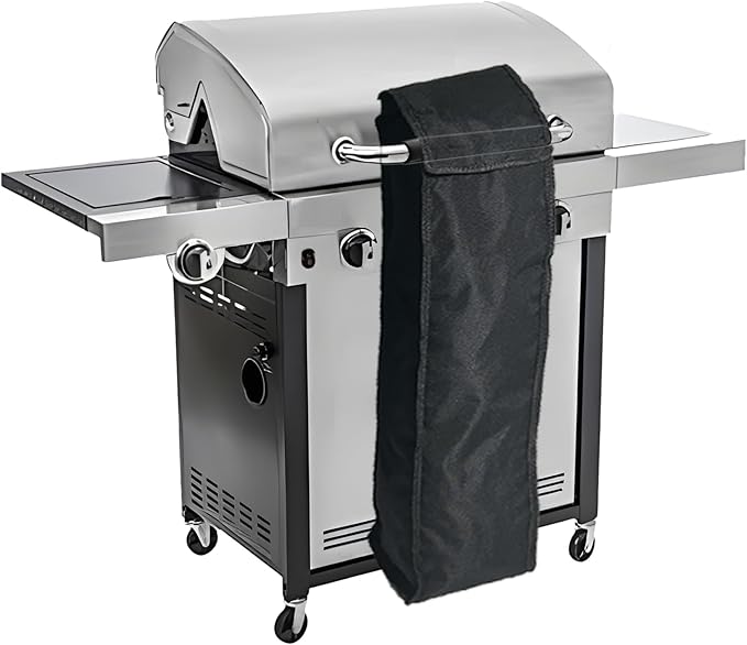 Klmnop 2 Pcs Grill Utensil Storage Bag, 24 "Thick Canvas Grill Accessory Storage Bag with Handle and Waterproof Oxford BBQ Tool Bag for Camping Hiking Barbecue(Black)