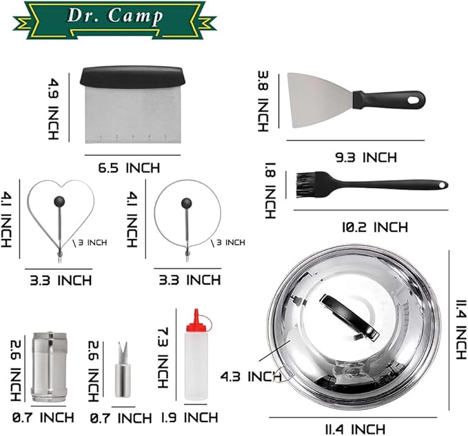 Dr. Camp Grill Accessories Set BBQ Grill Tools Set Heavy Duty Stainless Steel Grilling Tools Kit Complete Barbecue Tool Set for Outdoor Grill