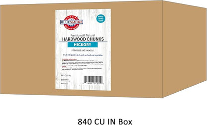 All Natural Hickory Wood Chunks - 840 Cu. in. Hickory Wood Chunks for BBQ Grilling and Barbecue Smoking, brown, BSG_HI840CUIN