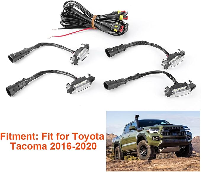 4PCS 12V Car LED Grille Light High Brightness Accessory ABS Material Black Lens White Light Yellow (White Case)