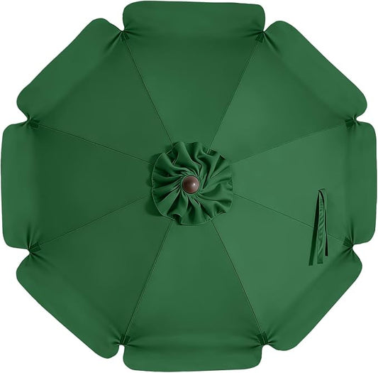MASTERCANOPY Valance Patio Umbrella 10 ft Replacement Canopy for 8 Ribs-Forest Green Canopy Only
