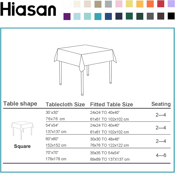 Hiasan Checkered Square Tablecloth - Stain Resistant, Waterproof and Wrinkle Resistant Washable Table Cloth for Dining Room and Outdoor Use, 54 x 54 Inch, Sage Green and White Gingham Pattern
