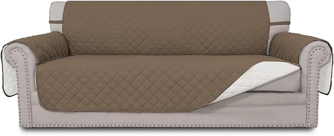 Easy-Going Reversible Couch Cover, 3 Cushion Sofa, X-Large, Camel/Ivory | Machine Washable Slipcover For Dogs, Water Resistant Furniture Mat For Living Room, Non-Slip Sofa Cover, Pet Friendly