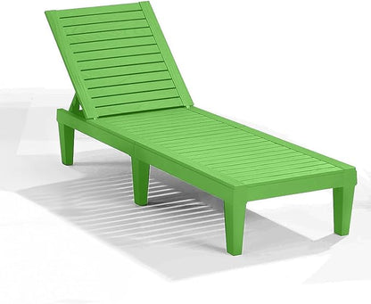 Nestl Sun Tanning Chair - Lime Green Chaise Lounge Chair Outdoor, Lightweight Pool Lounge Chairs, Adjustable 5-Position Reclining Lawn Chair, Waterproof Beach Outdoor Lounge Chairs
