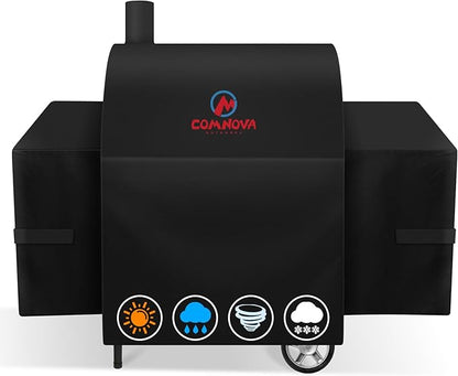 Comnova Grill Cover for Char Griller Smoker - 600D Waterproof Smoker Grill Cover Fits Models 1224, 3018, and Barrel Charcoal Grills Models 2121, 2828, 2727, 2929, 1329, 2799 with Side Fire Box