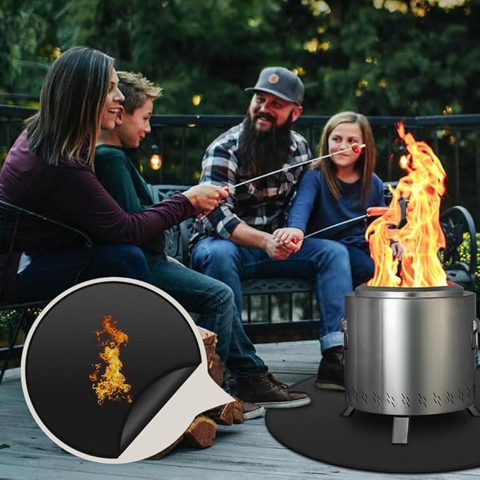 20 Inches Ash Barrier for Hot Fire Pit & BBQ Grill, Waterproof Heat Shield for Wood Decks & Grass, Portable Outdoor Camping Stove Pad, Easy to Clean Portable Stove BBQ Picnic Blanket