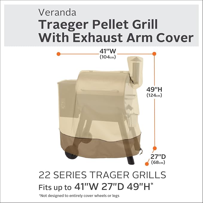 Traeger Grills Pro Series 22 Electric Wood Pellet Grill and Smoker, Bronze, Extra large & Classic Accessories Veranda Water-Resistant 41 Inch Traeger Pellet BBQ Grill with Exhaust Arm Cover