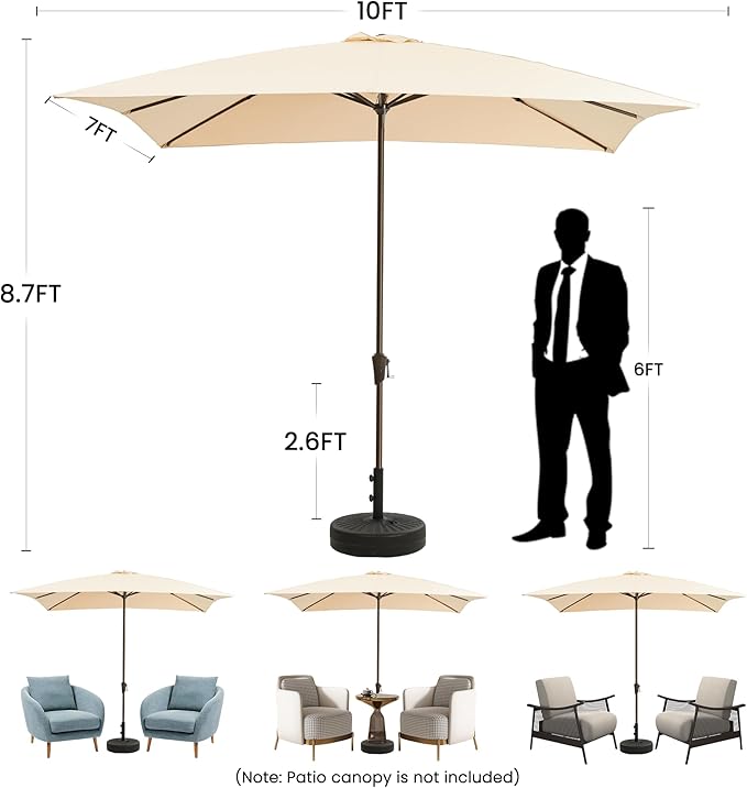 Ayge 8x10FT Large Rectangular Patio Umbrella Outdoor Table Umbrella w/Crank Rectangle Market Umbrella UV Protection for Garden, Deck,Lawn,Yard & Pool, Red