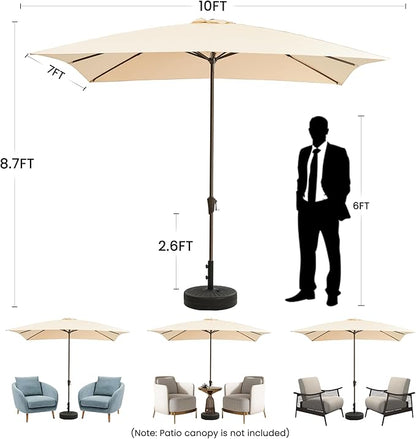 Ayge 8x10FT Large Rectangular Patio Umbrella Outdoor Table Umbrella w/Crank Rectangle Market Umbrella UV Protection for Garden, Deck,Lawn,Yard & Pool, Beige