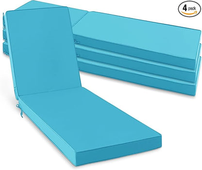 Summsun Chaise Lounge Cushions Outdoor Set of 4 - Waterproof and Fade Resistant Sun Lounger Replacement Cushions - Patio Lounger Pads with Removable Cover for Pool, Deck, Lawn, 80 x 26 x 3 Inch, Teal