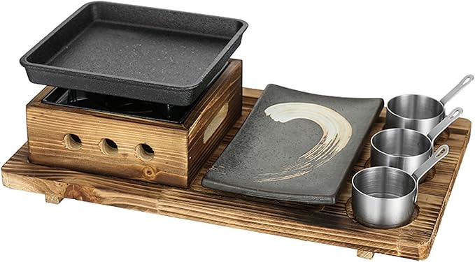 Portable BBQ Grill Korean Japanese Tabletop Barbecue Grill Charcoal BBQ Oven Alcohol Stove for Indoor Dining Table, Camping,A