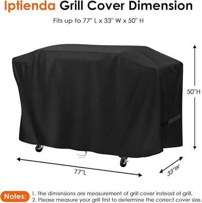 Grill Cover for Gas Griddle, 77inch Outdoor Grill Cover Waterproof for Flat Top BBQ Grills and Smoker Grills-77 L x 33" W x 50" H