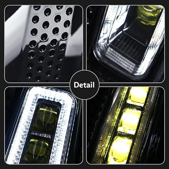 T T-ABC New Accessories Set Compatible with 2020-2025 Land Rover Defender Grill Lights 110 130 90 Fog Light P300 P400 P500 P525 Rear Bumper Lamp All Edition LED Trim Custom Front Replacement (GS+F+RN)