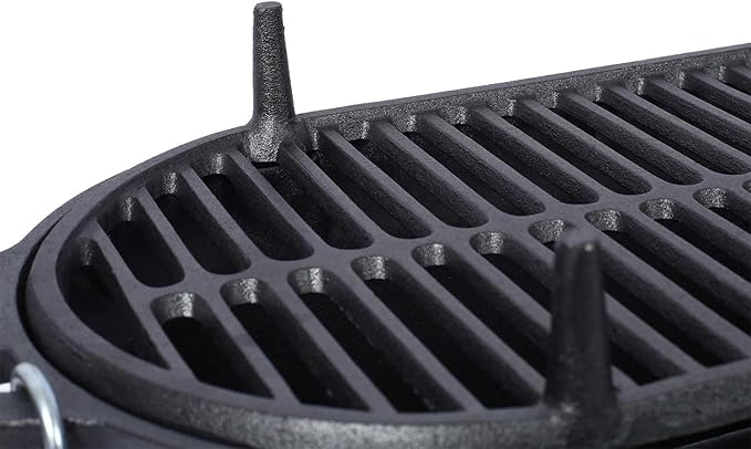 Oval Cast Iron Portable Charcoal Grill, Enameled Tabletop Hibachi Grill & Camping Stove – 100% Heavy-Duty Cast Iron Outdoor BBQ Grill for Camping, Tailgating, and Backyard Cooking, Black