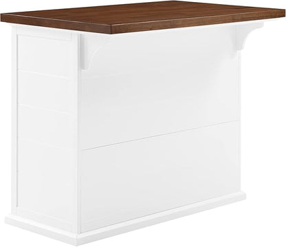 Crosley Furniture Bartlett Kitchen Island with Wood Top, White/Walnut