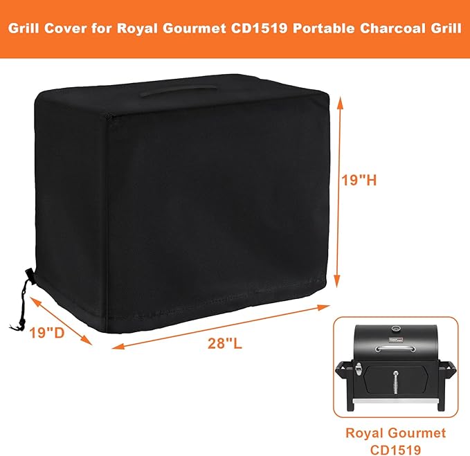 Tabletop Grill Cover for Royal Gourmet CD1519 Portable Charcoal Grill, for Royal Gourmet Tabletop Charcoal Camping Grill, Waterproof UV Resistant Windproof Dustproof Cover