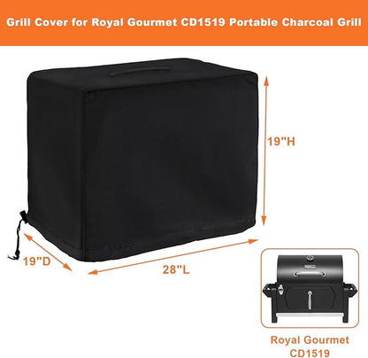 Tabletop Grill Cover for Royal Gourmet CD1519 Portable Charcoal Grill, for Royal Gourmet Tabletop Charcoal Camping Grill, Waterproof UV Resistant Windproof Dustproof Cover